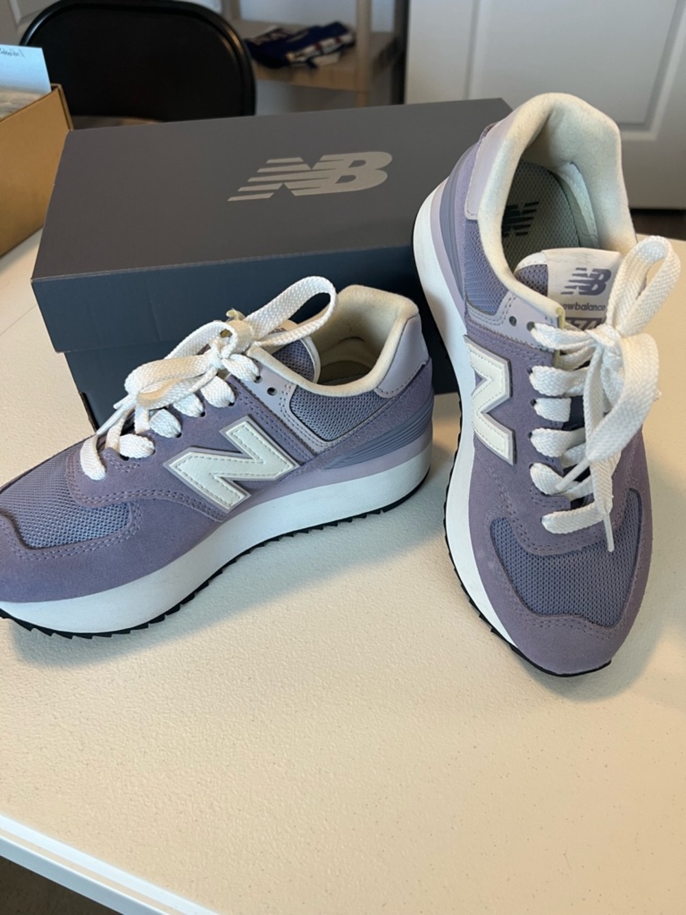 SOLD New Balance Women's Lavender Platform Sneakers with White Accents